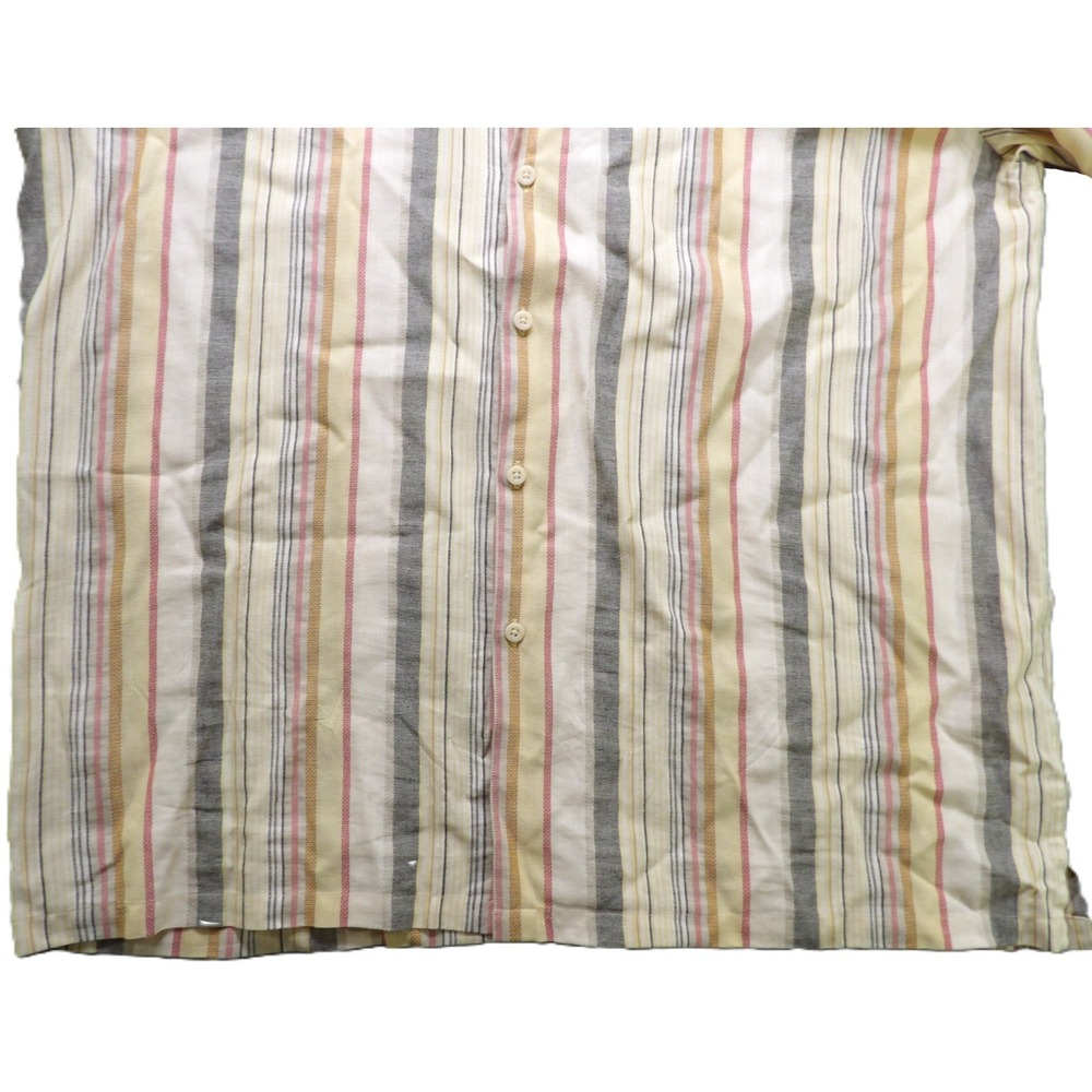 VTG 90s Joseph Abboud Men XL Linen Viscose Striped Short Sleeve Shirt Hong Kong - Picture 10 of 16